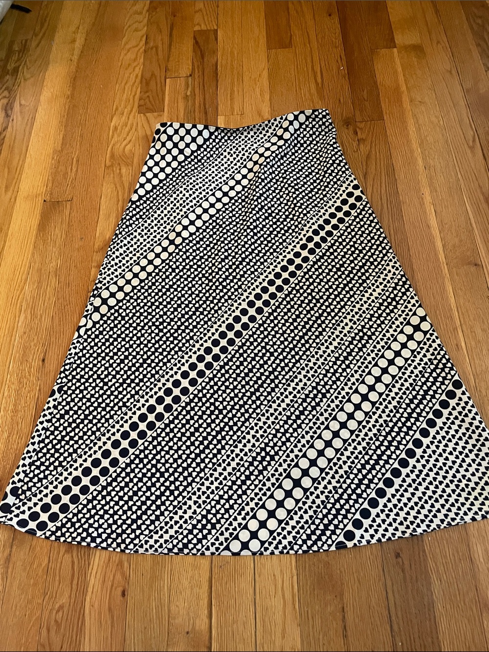 Loft Navy & Cream Geometric A-Line Skirt Small